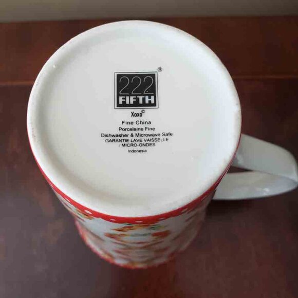 Rarely Used 222 Fifth Porcelain Mug Cup Floral XOXO Pattern 16 oz - Picture 3 of 3